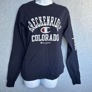 Champion Breckenridge Colorado Long Sleeve T-Shirt Men's Small Black Graphic